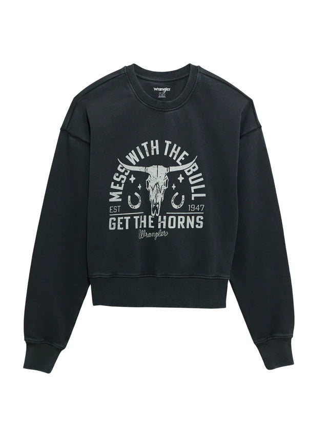Cropped Mess with the bull you get the horns Crewneck