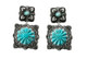Silver Strike Women's Turquoise Scalloped Square Earrings