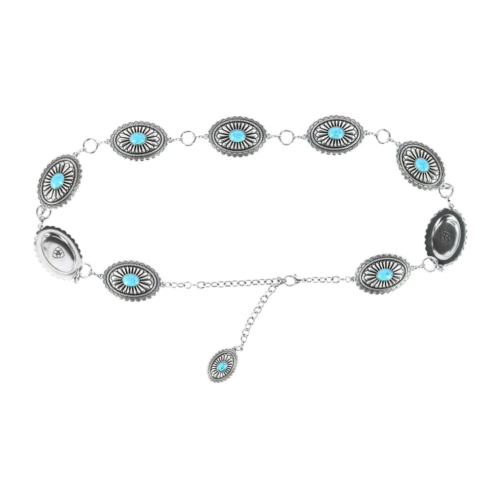 M&F Ariat Silver Concho with Turquoise Stone Womens Belt