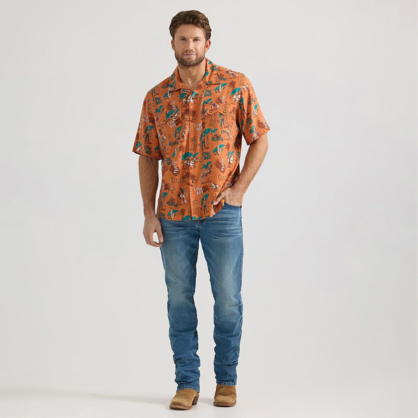Wrangler® Coconut Cowboy Snap Front Camp Shirt
