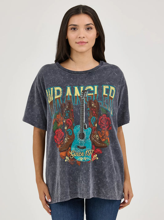 Women's Acid Wash Graphic Oversized Tee