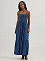 Women's Smocked Bodice Denim Maxi Dress