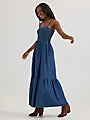 Women's Smocked Bodice Denim Maxi Dress