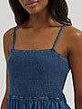 Women's Smocked Bodice Denim Maxi Dress