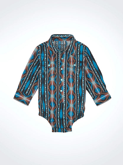 BABY BOY'S LONG SLEEVE CHECOTAH WESTERN SNAP BODYSUIT