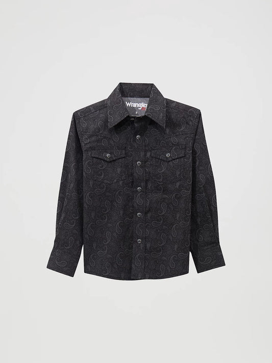 BOY'S WRANGLER® 20X® ADVANCED COMFORT WESTERN SNAP PRINT SHIRT