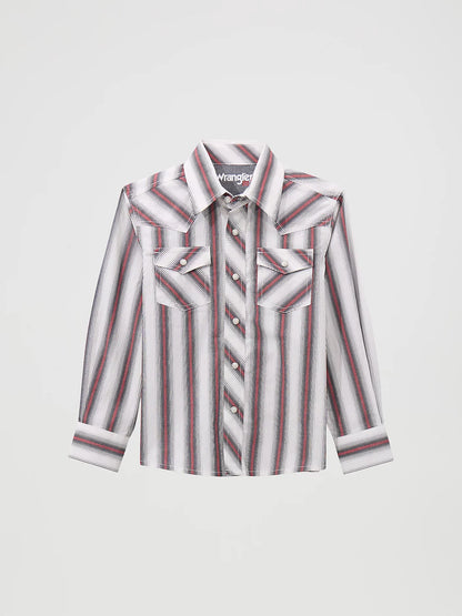 BOY'S WRANGLER® 20X® ADVANCED COMFORT WESTERN SNAP PRINT SHIRT