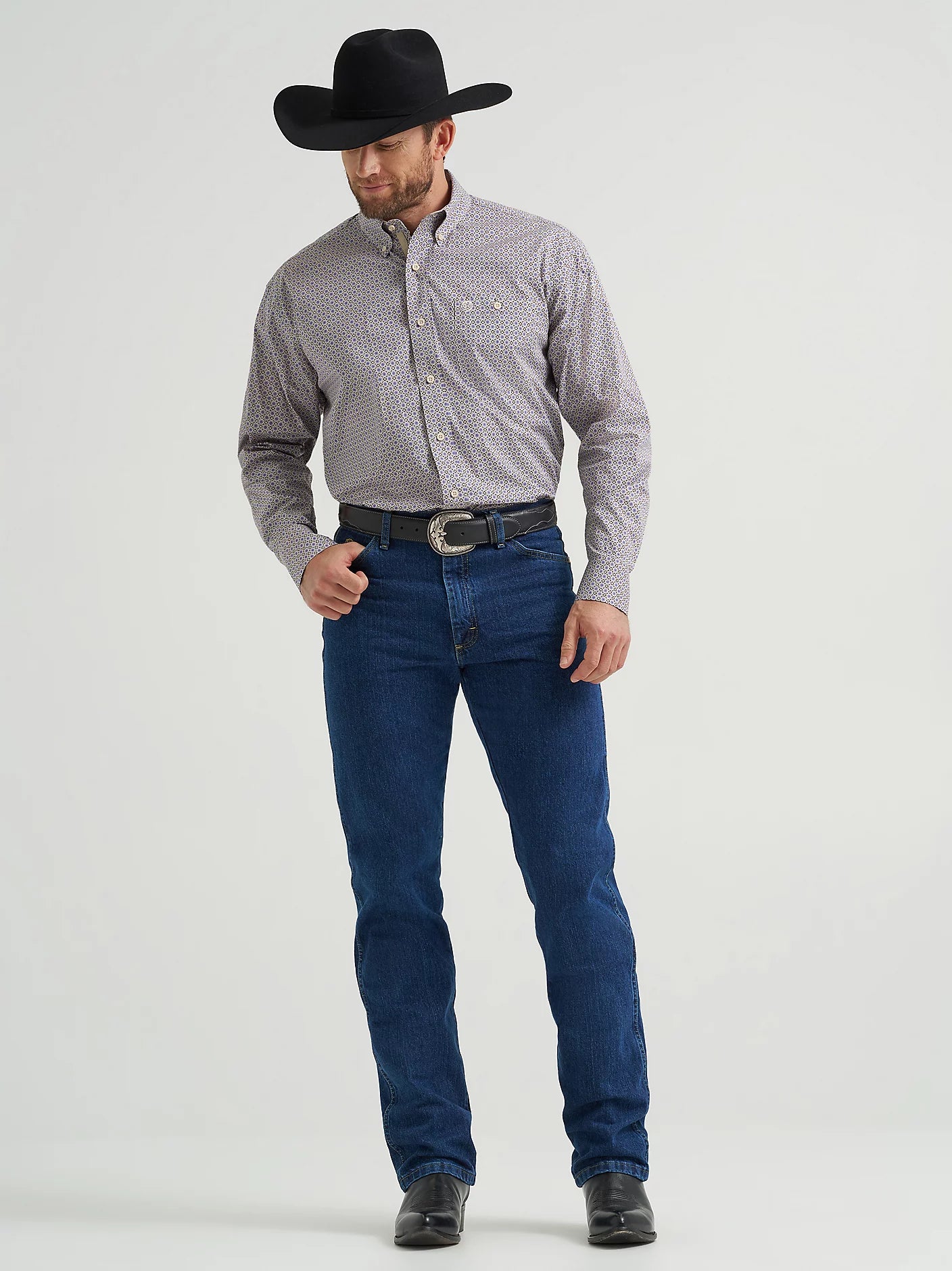 WRANGLER® GEORGE STRAIT™ LONG SLEEVE BUTTON DOWN ONE POCKET SHIRT