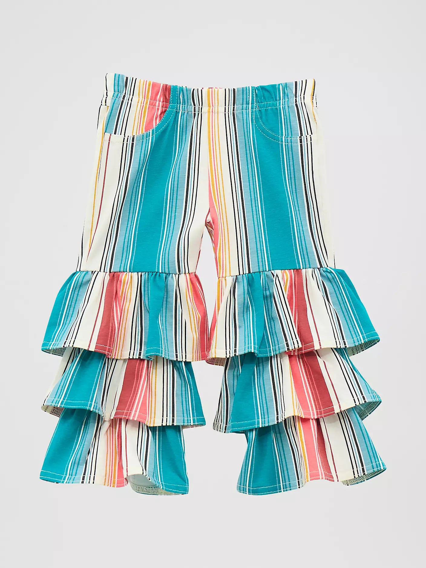 LITTLE GIRL'S PRINTED TIERED FLARE JEAN