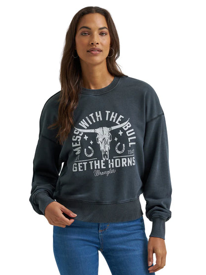 Cropped Mess with the bull you get the horns Crewneck