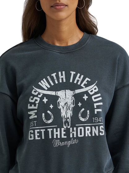 Cropped Mess with the bull you get the horns Crewneck