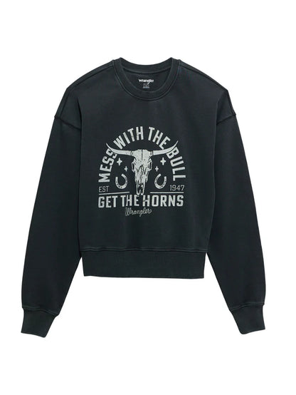 Cropped Mess with the bull you get the horns Crewneck