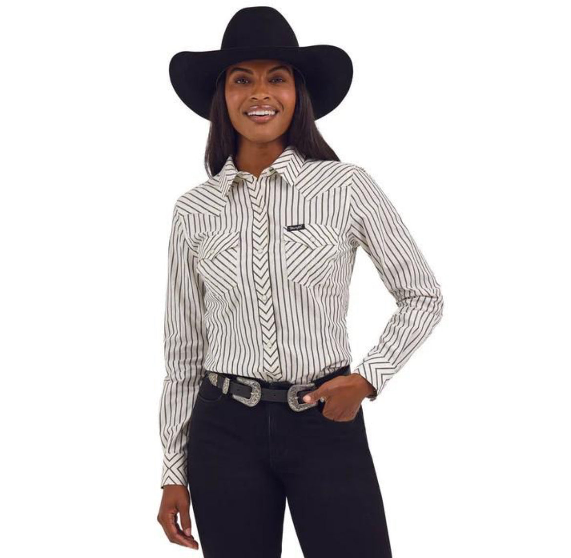 Wrangler Women's White Retro Party Western Snap Shirt