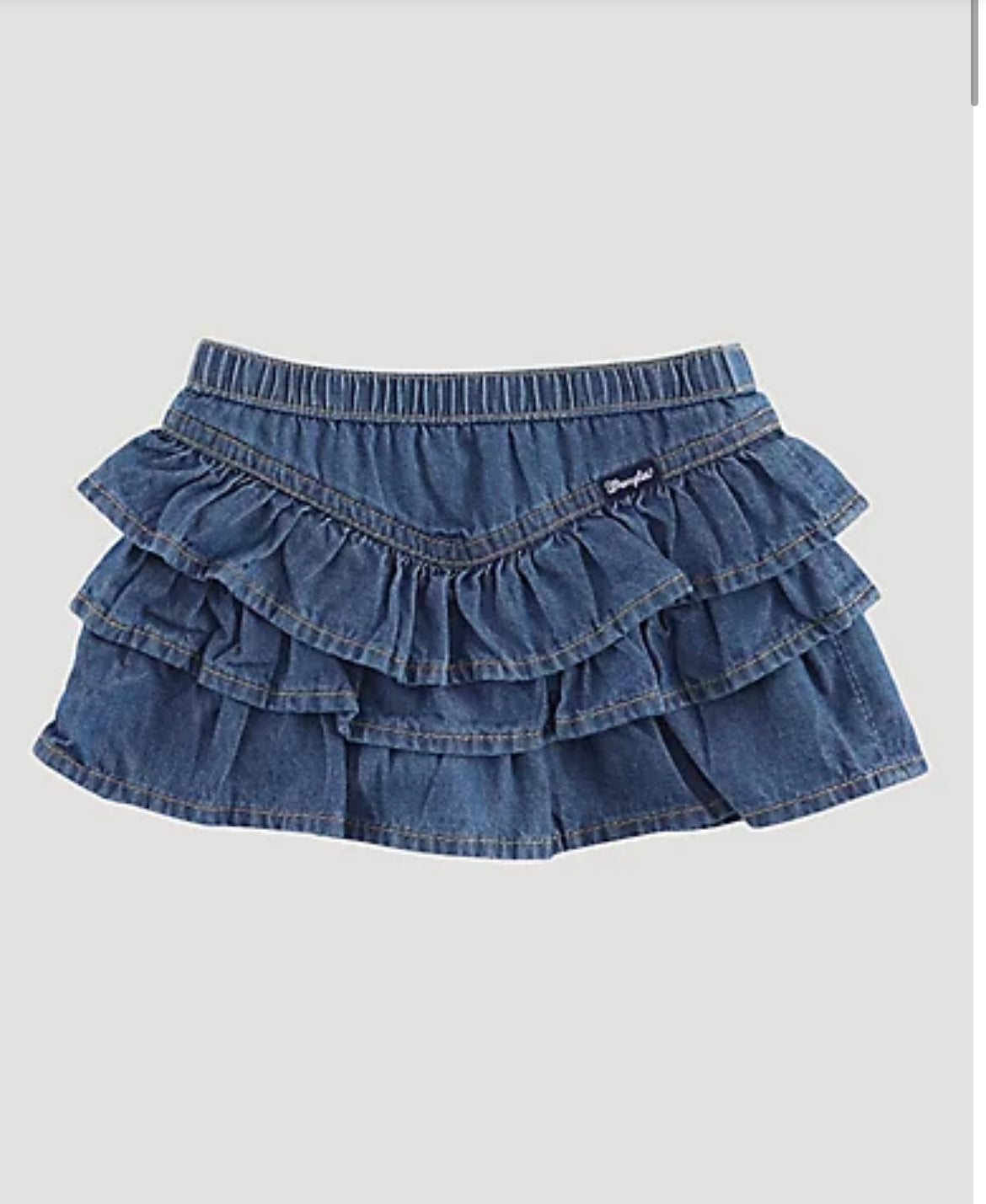 Little Girls Pull on Ruffle Denim Skirt