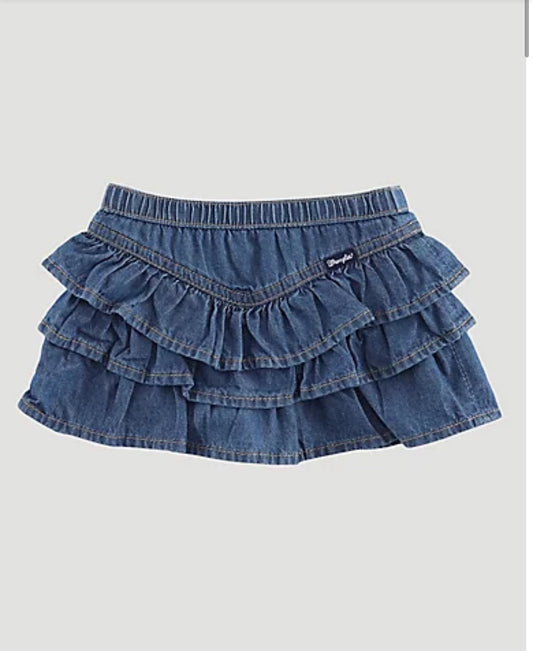 Little Girls Pull on Ruffle Denim Skirt