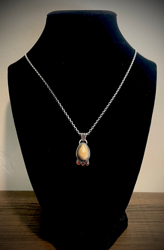 Elk Ivory & Granet Necklace