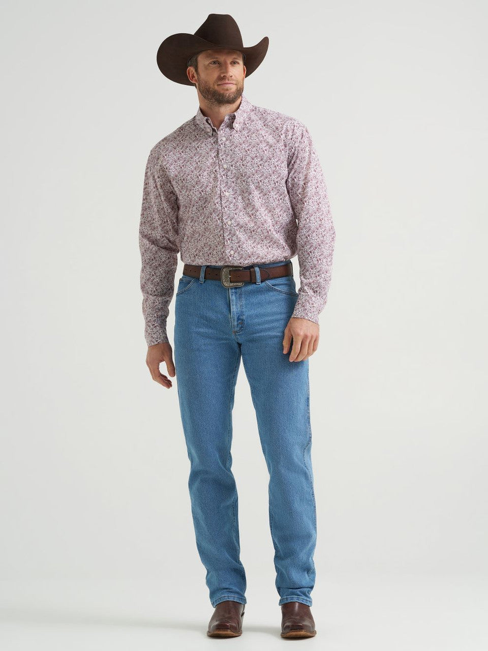 WRANGLER BURGUNDY PAISLEY PRINT - MENS SHIRT