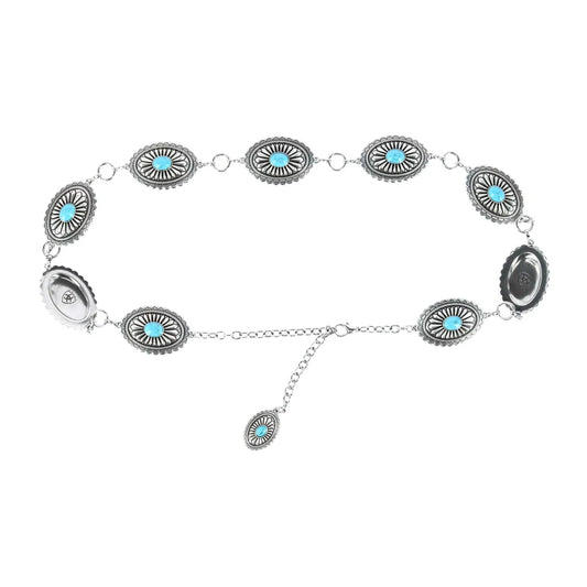 M&F Ariat Silver Concho with Turquoise Stone Womens Belt