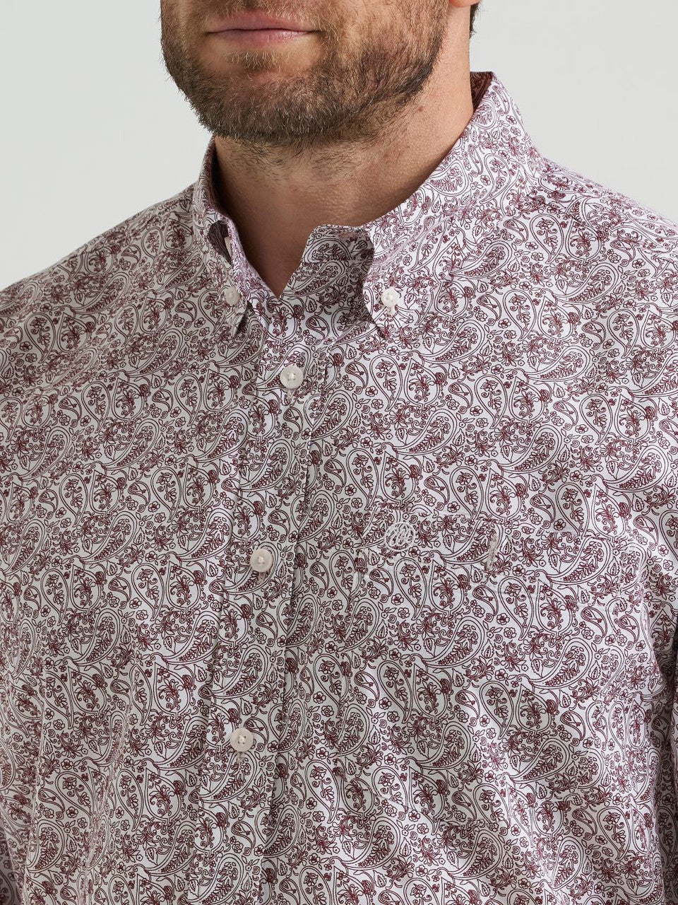 WRANGLER BURGUNDY PAISLEY PRINT - MENS SHIRT