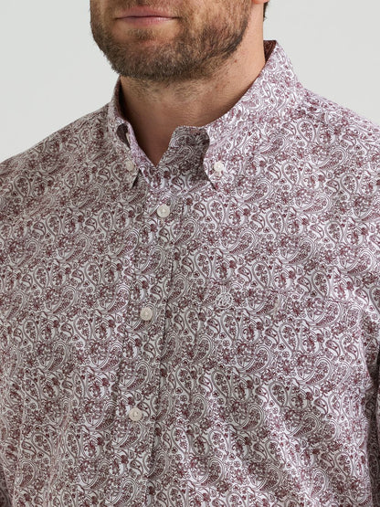 WRANGLER BURGUNDY PAISLEY PRINT - MENS SHIRT