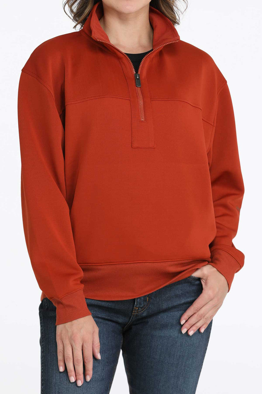 Cinch Women's Red Quarter Zip Pullover