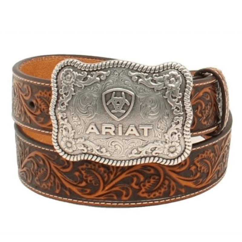 Ariat Men's Floral Embossed Brown Western Belt