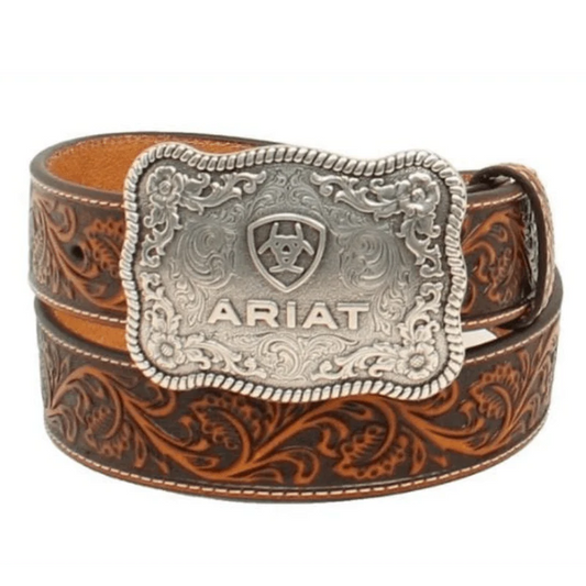 Ariat Men's Floral Embossed Brown Western Belt