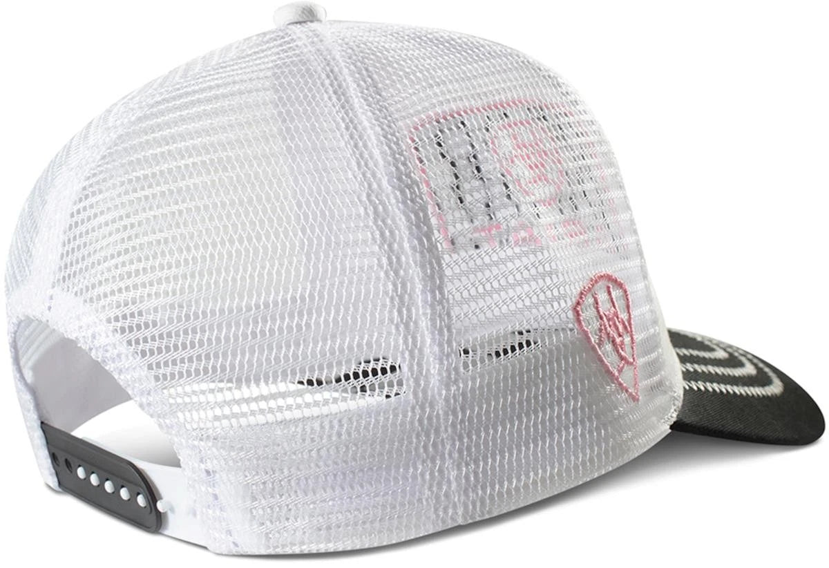 Ariat Western Women Cap Baseball Hat Checker Embroidered Patch White